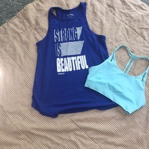 EUC Reebok tank and aqua sports bra!